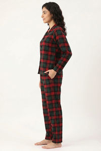 Zivame Flannel Woven Pyjama Set - Alpine Green — thumbnail 2